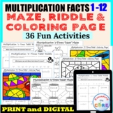 Multiplication Facts 1-12 MAZES, RIDDLES, COLOR BY NUMBER 