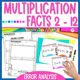 Multiplication Facts 1 - 12 Task Cards + Math Writing | Error Analysis 