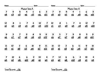 multiplication facts 1 12 timed tests by third grade