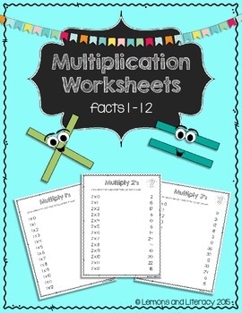 multiplication facts 1 12 worksheets by lemons and literacy tpt