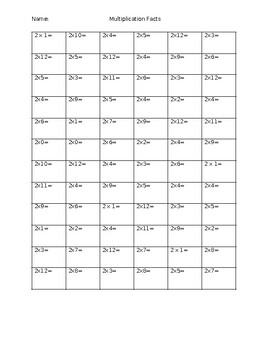 Preview of Multiplication Facts