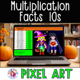 Multiplication Facts 10s Halloween Math Pixel Art