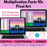 Multiplication Facts 10s Valentines Day Math Pixel Art Mys