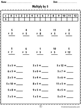 Multiplication Facts Worksheets by ElementaryStudies | TpT