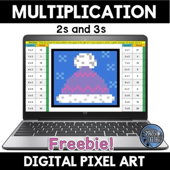 Preview of Multiplication Facts 2s and 3s Winter Digital Pixel Art