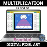 Multiplication Facts 2s and 3s Winter Digital Pixel Art