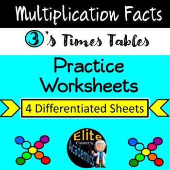 Preview of Multiplication Facts 3's -  FOUR Differentiated Practice Sheets to Build Fluency