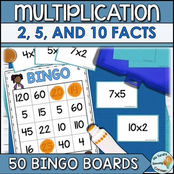 Preview of Multiplication Facts Bingo Game | 2, 5, and 10 Facts