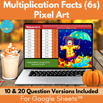 Preview of Multiplication Facts (6s) Thanksgiving and Fall Math Pixel Art