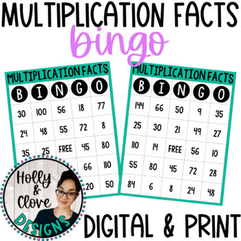 Preview of Multiplication Facts BINGO - Digital & Print Versions - NO PREP Game