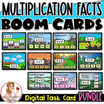 Preview of Multiplication Facts BOOM Cards BUNDLE | Roads Theme | Digital Task Cards
