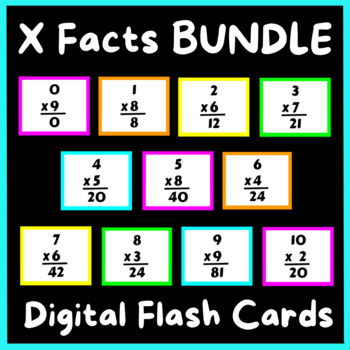 Preview of Multiplication Facts BUNDLE x0 Through x12 DIGITAL Flash Cards | Google Slides
