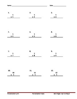 Preview of Multiplication Facts Bell Ringers with Answer Keys