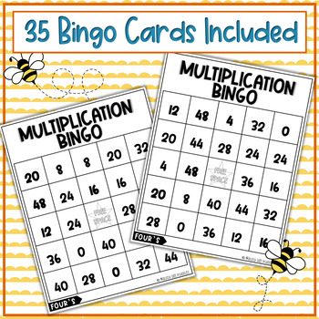 Multiplication Facts Bingo Game - 4s Times Tables by Busy Bee Puzzles