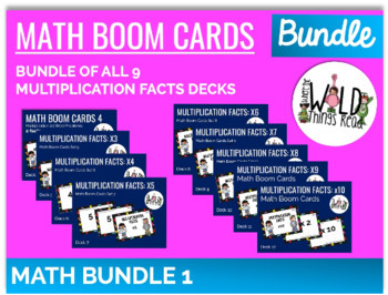 Preview of Multiplication Facts Boom Cards Bundle: 9 Sets of Boom Cards