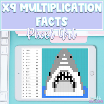 Preview of Multiplication Facts By 9 | Pixel Art | Distance Learning | Color by Code