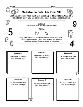 Preview of Multiplication Facts Can You List Them?