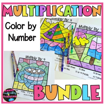 Preview of Multiplication Facts Color By Number BUNDLE  Multiplication  Coloring Worksheet