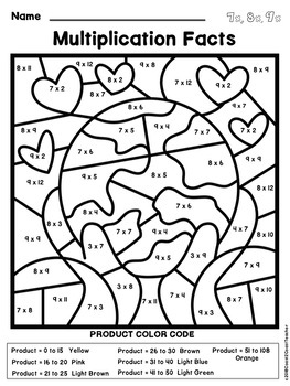 Earth Day Math: Multiplication Color By Number by Coast 2 Coast Teacher