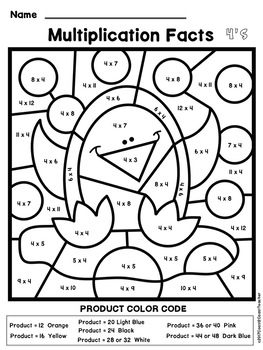 winter math multiplication facts color by number independent learning