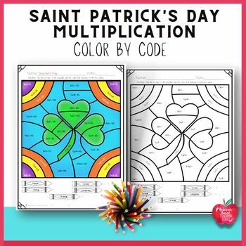 Preview of Multiplication Facts Color-by-Number Worksheets for St. Patrick's Day Math