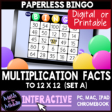 Multiplication Facts Digital Bingo Review Game (to 12x12, set A)