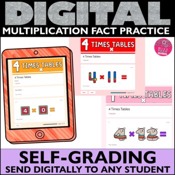 Preview of 3rd Grade Math Assessments 4 Fact Family Multiplication Quiz Google Form Review