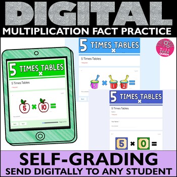 Preview of Multiplication Facts Tests 5s Times-Tables Quizzes No Prep Forms Self Grade