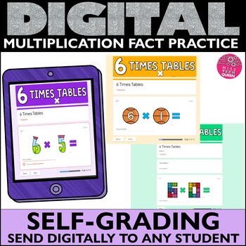 Preview of Multiplication Fact Fluency Practice and Quizzes 6 Times Table 3rd Grade Math