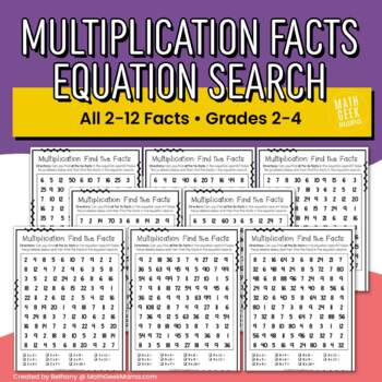 Preview of Multiplication Facts Equation Search Games - All 2-12 Facts - PRINTABLE