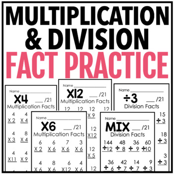 Preview of Multiplication & Division Fact Practice | FREEBIE