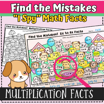 Preview of Multiplication Facts - Find the Mistakes - Fact Fluency Worksheets - I Spy Math