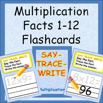 Preview of Multiplication Facts Flashcards - Say It, Trace It, Write It