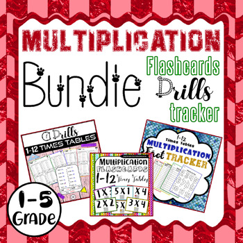 Preview of Multiplication Facts Fluency Practice: Flashcards, Drills 1 Minute, Fact Tracker