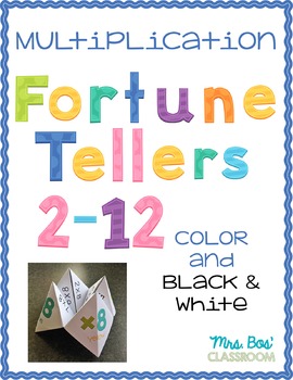 Preview of Multiplication Facts Fortune Tellers (Cootie Catchers) 2-12