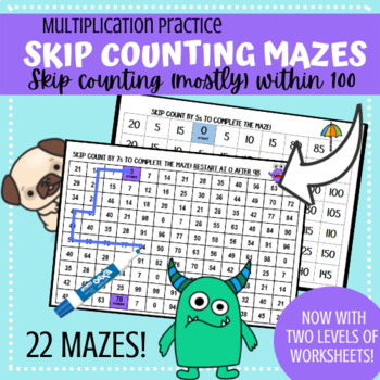 Preview of Multiplication Facts Game - Skip Counting Mazes - Mostly within 100