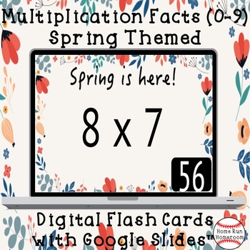 Preview of Spring Multiplication Facts Google Classroom™ Digital Flash Cards (0-9)