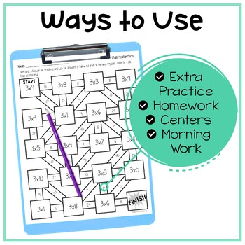 Multiplication Facts Math Mazes Distance Learning by Passport to Teaching