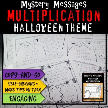 Preview of Math Mystery Messages | Multiplication Facts | Basic Fact Practice | Halloween