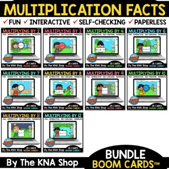 Preview of Multiplication Facts Practice Boom Cards Bundle 