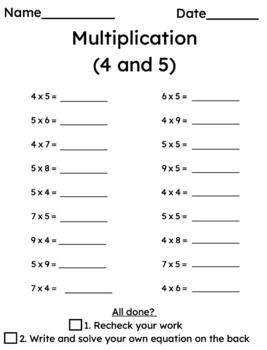 Preview of Multiplication Facts Practice Bundle (0-5)
