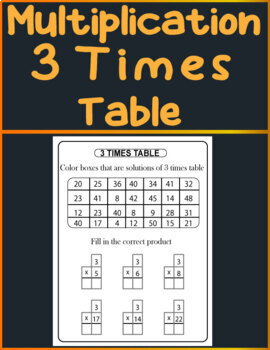 Preview of Multiplication Facts Practice Worksheets And Activities 3 Times Table.