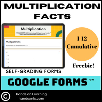 Preview of Multiplication Facts Quizzes for Google Forms 