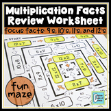 Multiplication Facts Review Worksheet 9s, 10s, 11s & 12s 