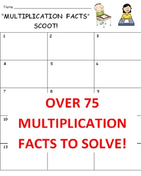 Preview of Multiplication Facts SCOOT Game (Cards, Grid, Complete Lesson Plan)