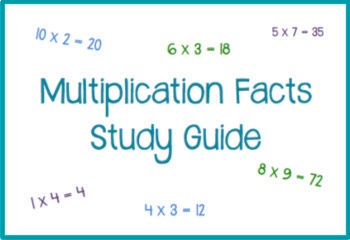 Preview of Multiplication Facts Study Guide 