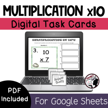 Preview of Multiplication Facts Task Cards | Times 10 | Self-Checking | DIGITAL + PRINT