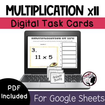 Preview of Multiplication Facts Task Cards | Times 11 | Self-Checking | DIGITAL + PRINT