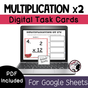 Preview of Multiplication Facts Task Cards | Times 2 | Self-Checking | DIGITAL + PRINT