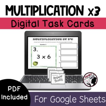 Preview of Multiplication Facts Task Cards | Times 3 | Self-Checking | DIGITAL + PRINT